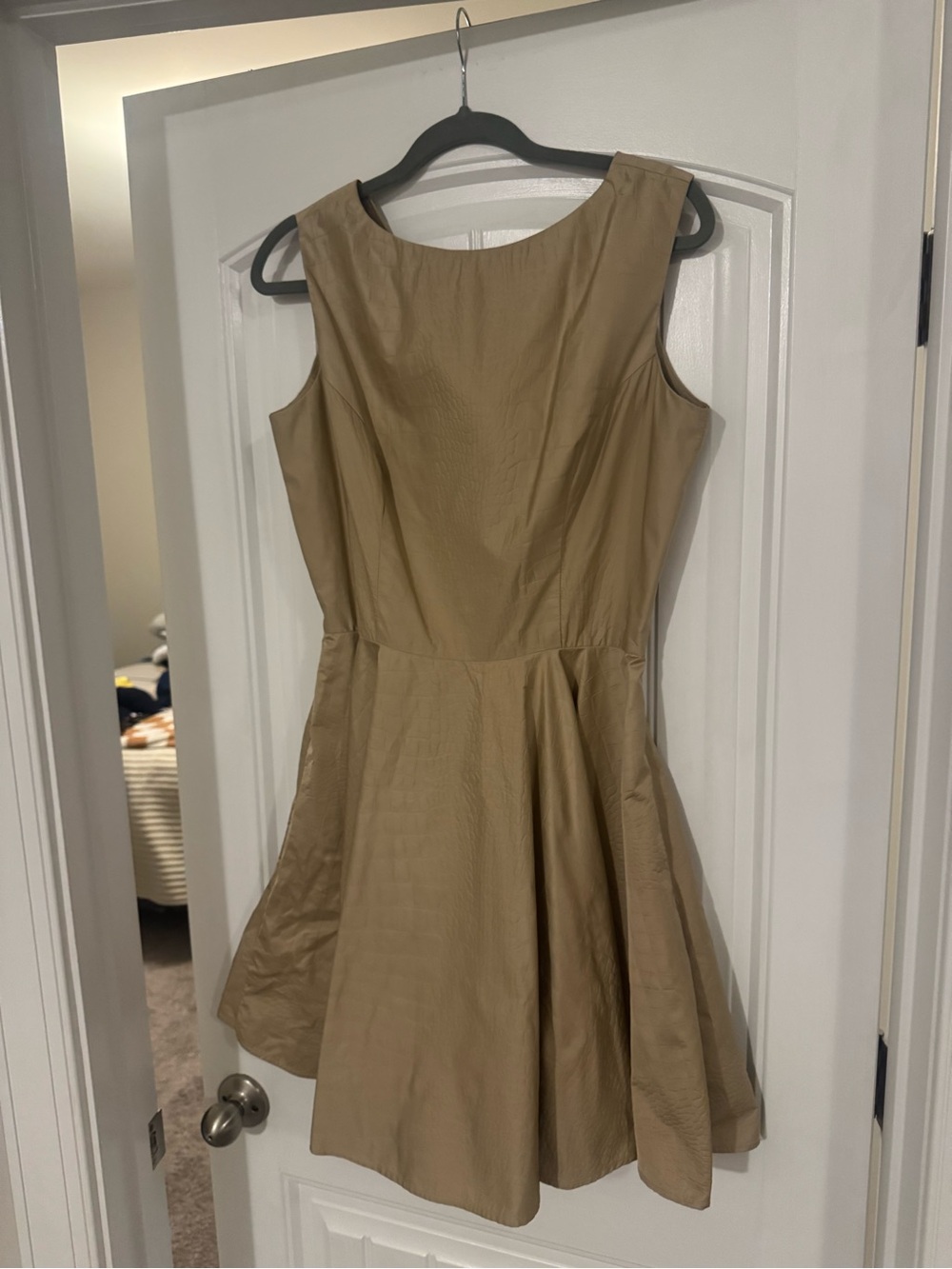 Christian Siriano Khaki Sleeveless Fit-and-Flare Mini Dress
